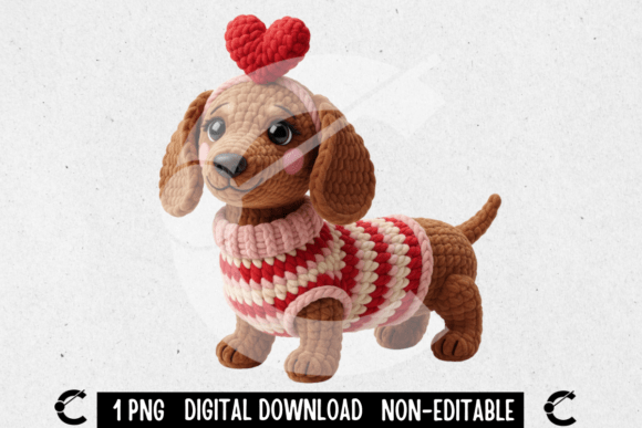 Bring Handcrafted Warmth to Your Projects with Faux Yarn Valentine's Day Cute Dachshund Designs