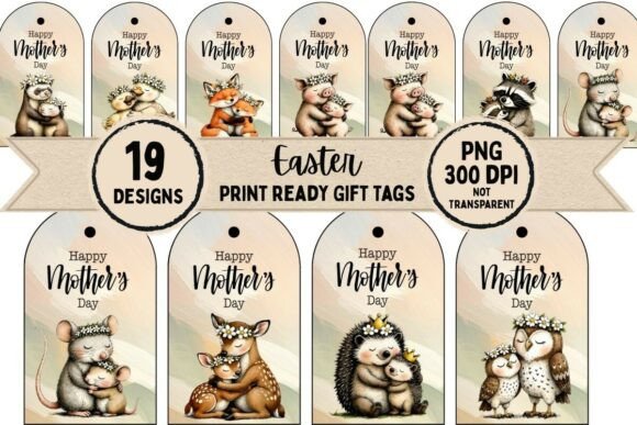Cute Animal Parent Mother's Day Gift Tags