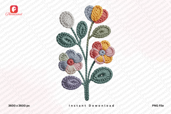 Elevate Your Designs with a Yarn Crochet Wildflower PNG