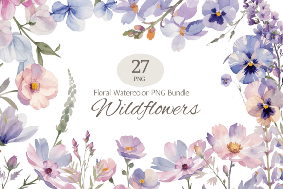 Elevating Design Projects with Dreamy Garden Wildflowers Watercolor Clipart