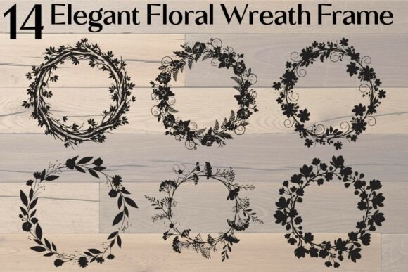 Elevating Design Projects with Elegant Floral Wreath Frame Silhouettes