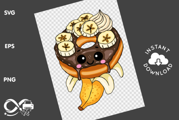 Evaluating Kawaii Banana Chocolate Donut Clipart for Creative and Commercial Projects