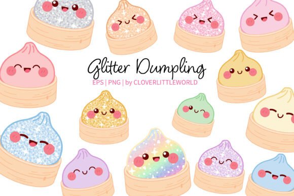 Evaluating the Cute Glitter Dumpling in Steamer Basket Clipart Bundle