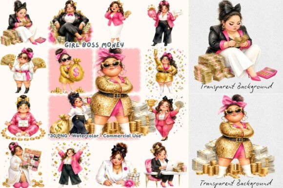 Evaluating the Luxury Girl Boss Money Watercolor PNG Collection for Modern Branding