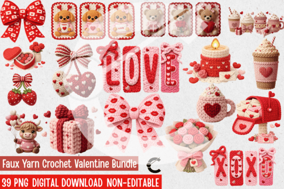 Faux Yarn Crochet Valentine's Day Bundle