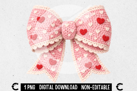 Faux Yarn Valentine Coquette Pink Bow: A Textured Design Asset