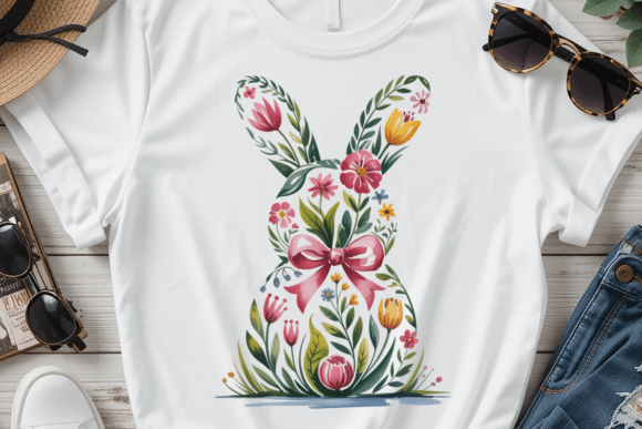 Floral Bunny PNG Pink Bow Spring Clipart Guide