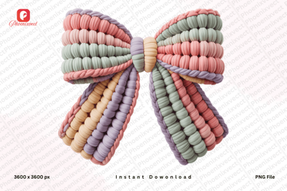Integrating Boho Pastel Faux Yarn Crochet Bow PNG into Professional Creative Workflows