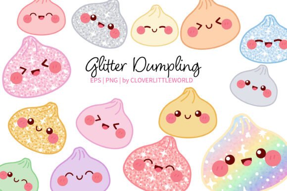 Kawaii Glitter Dumpling Cartoon Art for Creators