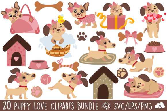 Reviewing the Cute Puppy Love Vector Clipart Bundle for Professional Design Projects