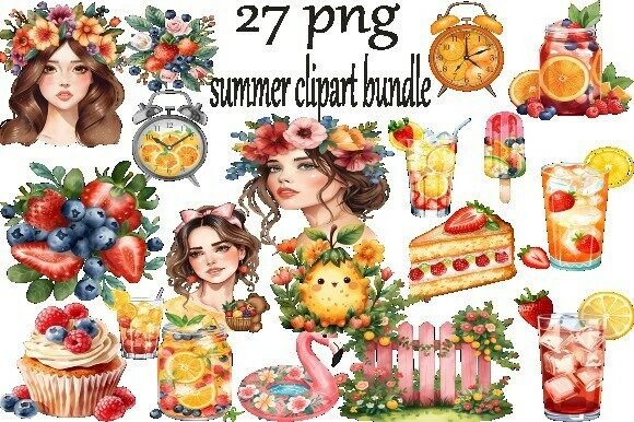 Unlocking Summer Creativity: A Guide to the Watercolor 27 Summer Girl Fruit Clipart Bundle