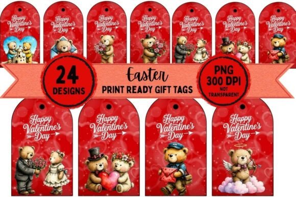Valentine's Day Teddy Bear Gift Tags: A Sweet Design Touch